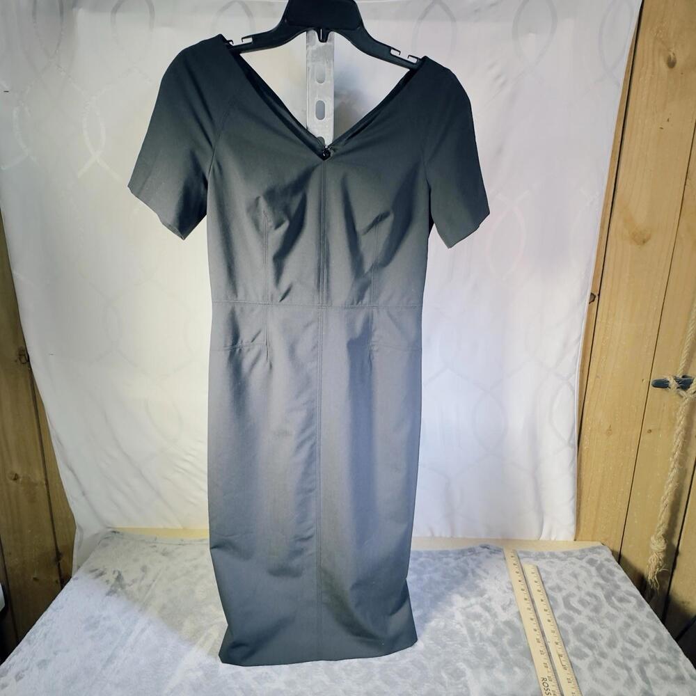 Banana Republic Womens Gray V-Neck Short Sleeve Wool Blend Sheath Dress Sz 0